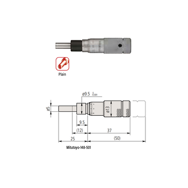 0-0.50″ Mechanical Micrometer Head Graduation 0.001″ 0.5" Flat Zero-Adjustable Mechanical Micrometer Head (Thimble Diameter: Dia. 13mm) Mitutoyo-148-501