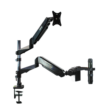 0.35X-2.25X Industrial Inspection Video Zoom Microscope, Pneumatic Arm Post Clamp Stand + Monitor Holder