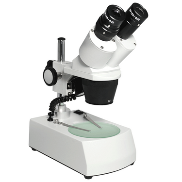 10X/30X Widefield Stereo Microscope, Binocular, Post Stand, LED Top and Bottom Light, Bright Field (Fixed Head) Portable