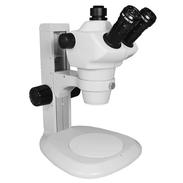 8X-50X Widefield Zoom Stereo Microscope, Trinocular, Track Stand (Track Length 280mm) Fan Shaped Base