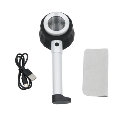 LED Quantity 6 30X Handheld Pipe Metal Scale Magnifier LED UV Currency Checker MG02104171