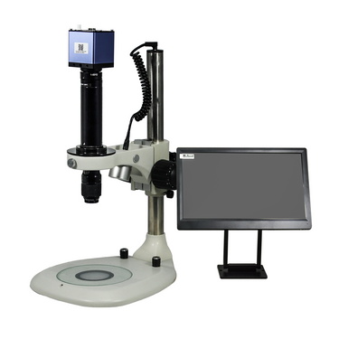 0.58-7X 2.0 Megapixels CMOS Post Stand LED Dual Illuminated Light  Video Zoom Microscope, SKU MZ02130113, three quarter front view