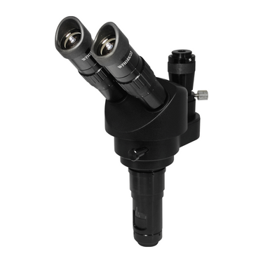 15-100X Zoom Stereo Microscope Head, Trinocular, Focusable Eyepieces, SKU MZ08501131, three quarter front view