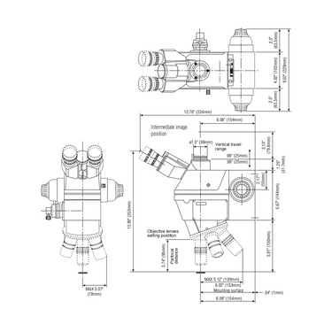 1X Focus Distance 50mm Laser Video Microscope Body (FS70L-S), SKU Mitutoyo-378-186-2, three quarter front view