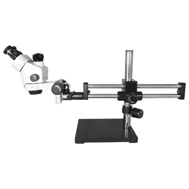 7X-45X Widefield Zoom Stereo Microscope, Trinocular, Double Arm Boom Stand (Siedentopf)
