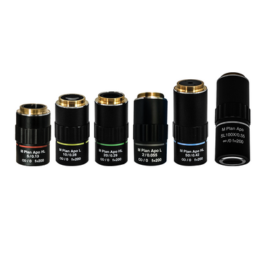 Infinity-Corrected Super-Long Working Distance Plan Apochromatic Objective Set, SKU MT06033041, three quarter front view