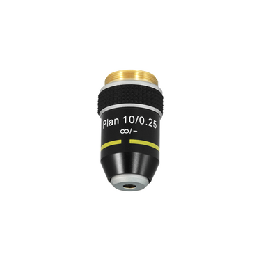 10X Infinity-Corrected Plan Achromatic Microscope Objective Lens, SKU BM04043331, three quarter front view