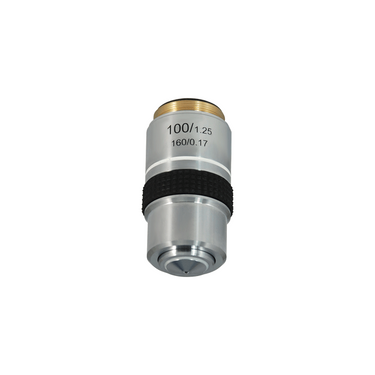 100X Achromatic Microscope Objective Lens (Oil Spring) Working Distance 0.15mm, SKU BM05043811, three quarter front view