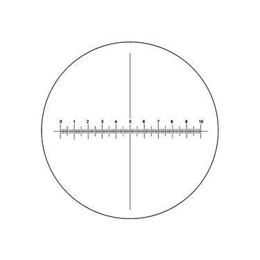 10mm/100 Div  X-Axis Cross Hair Scale Reticle ( Dia. 26mm), SKU RT20103181, three quarter front view