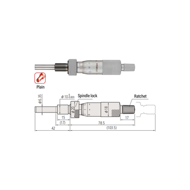 0-1″ Mechanical Micrometer Head Graduation 0.001″ 1" Flat Mechanical Micrometer Head (with Spindle Lock, Thimble Diameter: Dia. 18mm) Mitutoyo-150-213