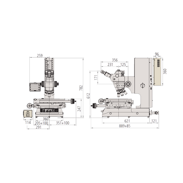 20-1000X LED Dual Illuminated Light XY Stage Travel Distance 200x170mm Measuring Microscope (Bright Field, Measuring Range: 200x170, Z-Axis Measurement) Mitutoyo-176-878-10