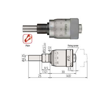 0-0.50″ Mechanical Micrometer Head Graduation 0.001″ 0.5" Flat Mechanical Micrometer Head (Thimble Diameter: Dia. 20mm) Mitutoyo-148-359-10