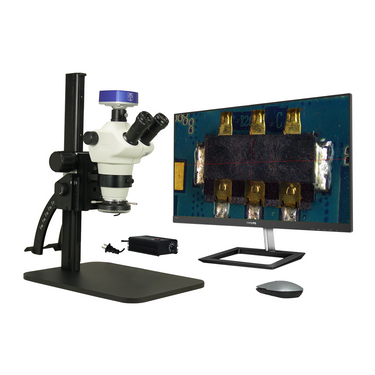 4-50X 8 Megapixels CMOS LED Light Curved Arm Stand Trinocular Zoom Stereo Microscope SZ02030172
