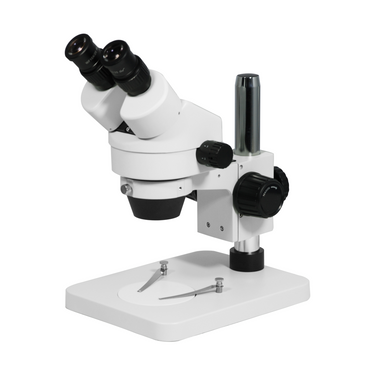 7X-45X Widefield Zoom Stereo Microscope, Binocular, Post Stand (Height 250mm), SKU SZ05030121, three quarter front view