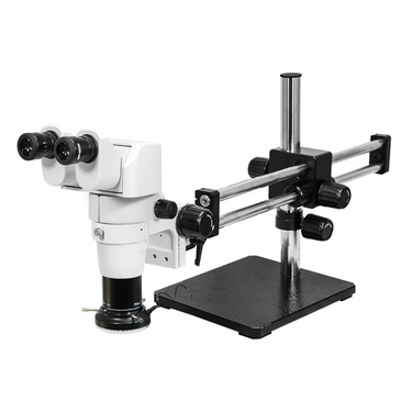 8-80X LED Light Dual Arm Stand Binocular Parallel Zoom Stereo Microscope, SKU PZ02050128, three quarter front view