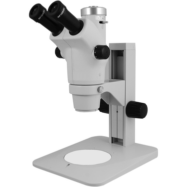 6X-50X Widefield Zoom Stereo Microscope, Trinocular, Track Stand, SKU SZ04030131, three quarter front view