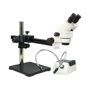 7X-45X Widefield Zoom Stereo Microscope, Trinocular, Gliding Arm Boom Stand