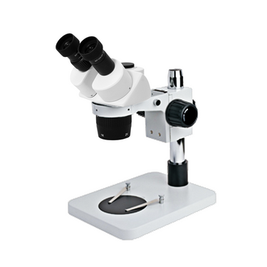 10X/20X Widefield Stereo Microscope, Trinocular, Post Stand, SKU FS05030131, three quarter front view